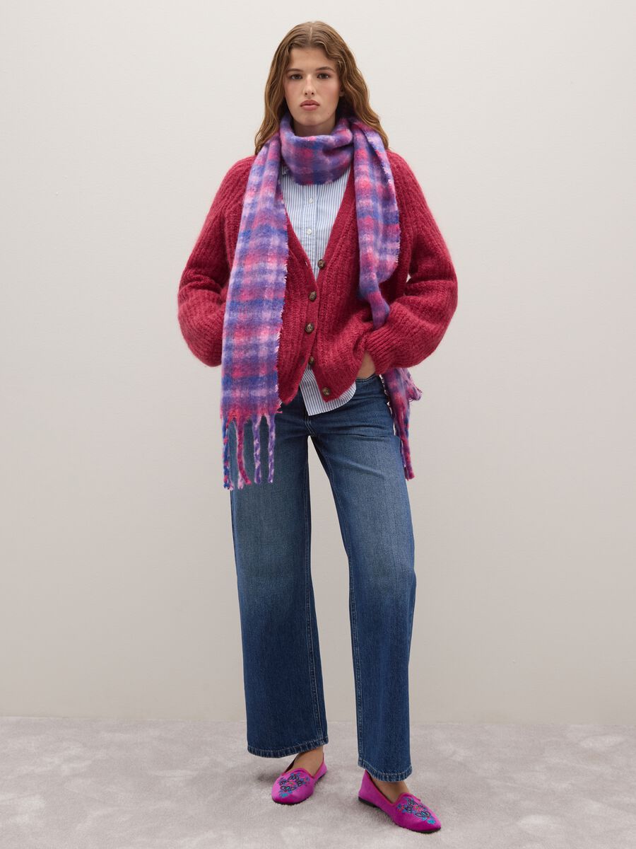 Cardigan deep V rosso vestibilità oversize_2