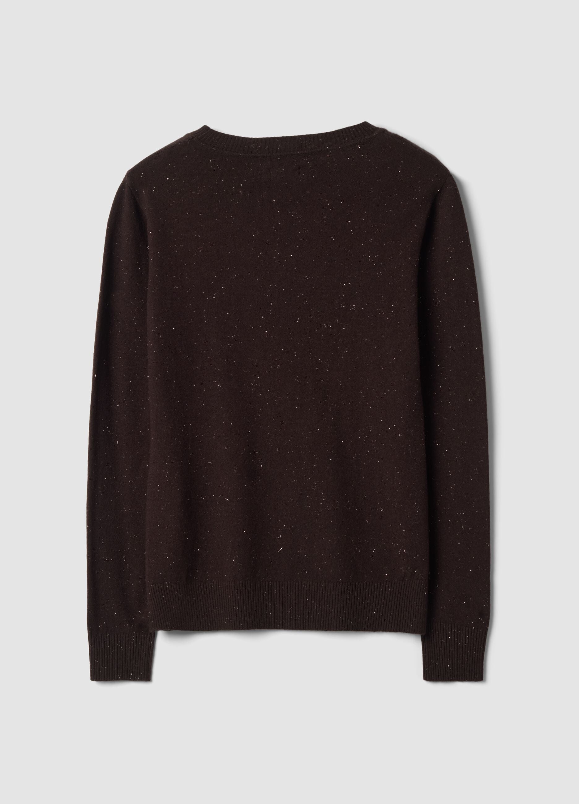 Brown viscose-blend top with m&eacute;lange yarns