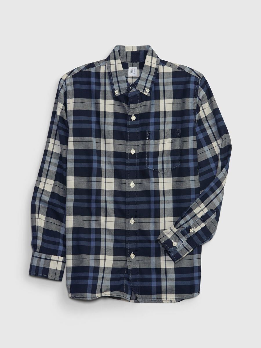Camicia in popeline con stampa check_0