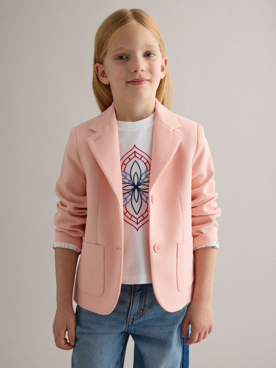 Girl's Regular Fit Pink Blazer_0