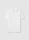 White short-sleeve mixed cotton polo, regular fit_4