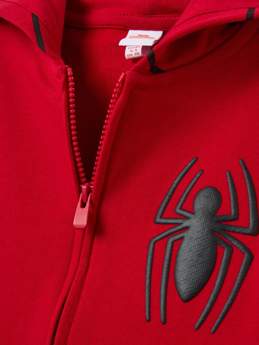 Full-zip sweatshirt with hood and Spidey print_3