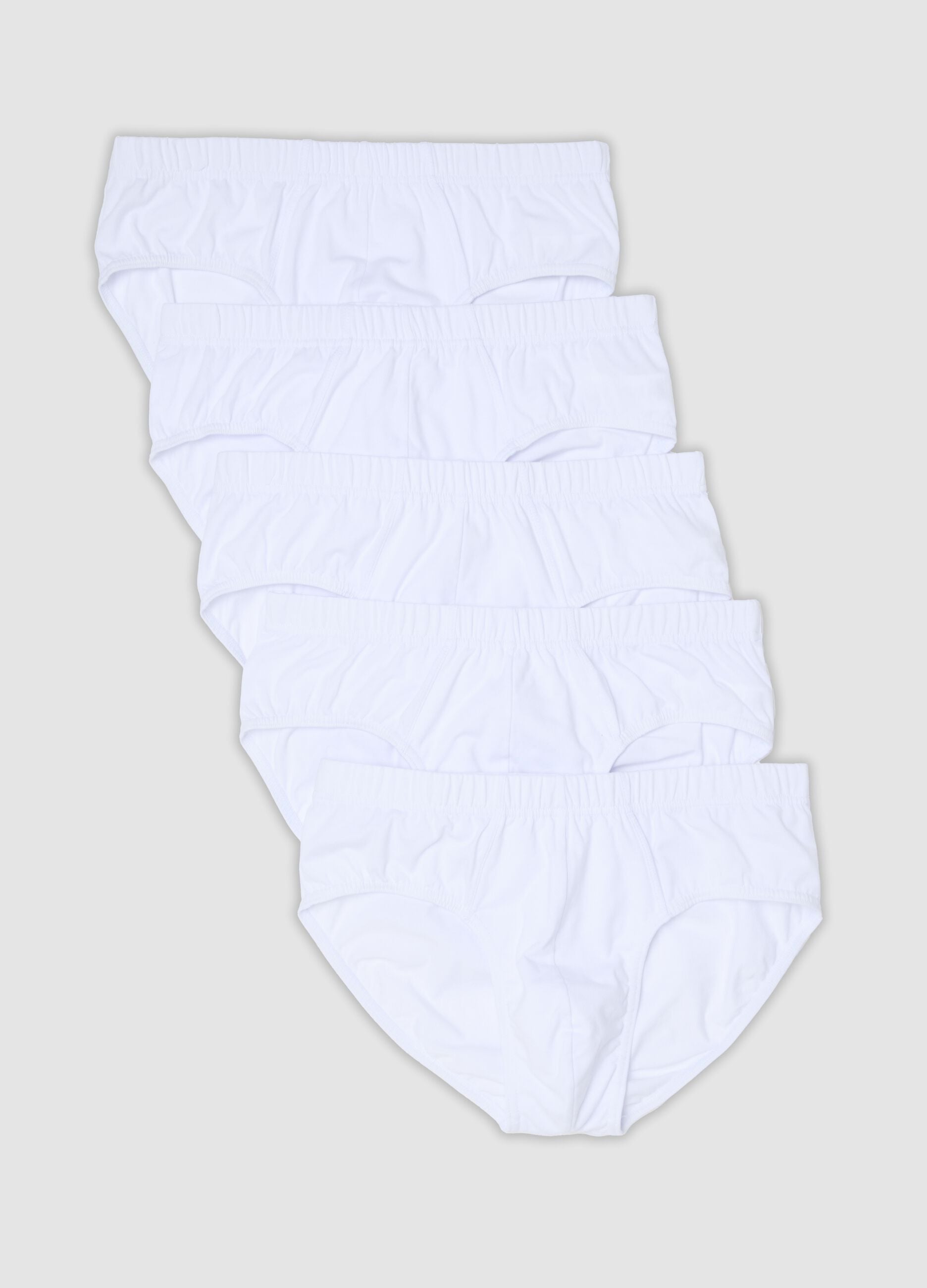 Pack of five white organic cotton briefs