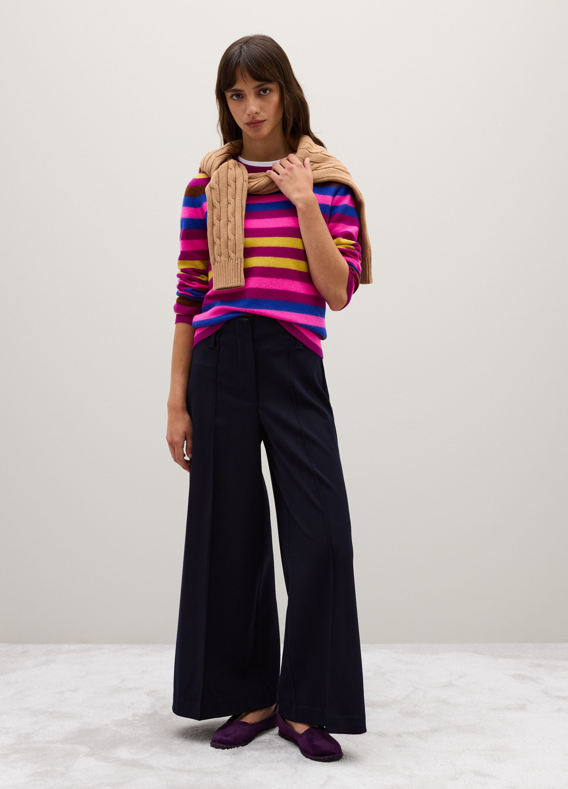 Wide Leg Blue Trousers
