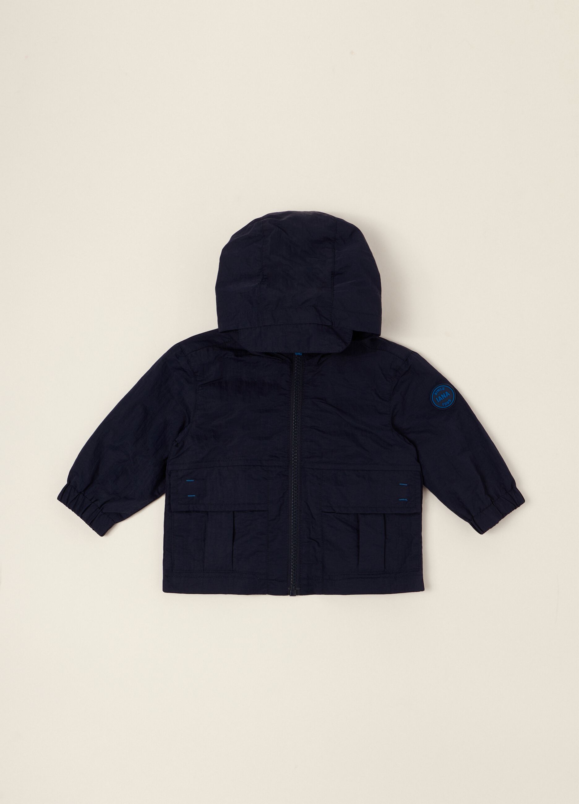 Lightweight blue baby hooded jacket