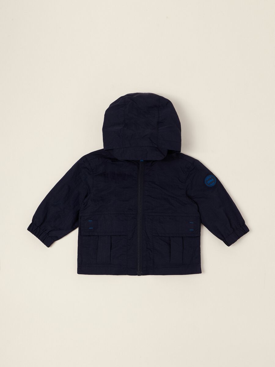 Lightweight blue baby hooded jacket_0
