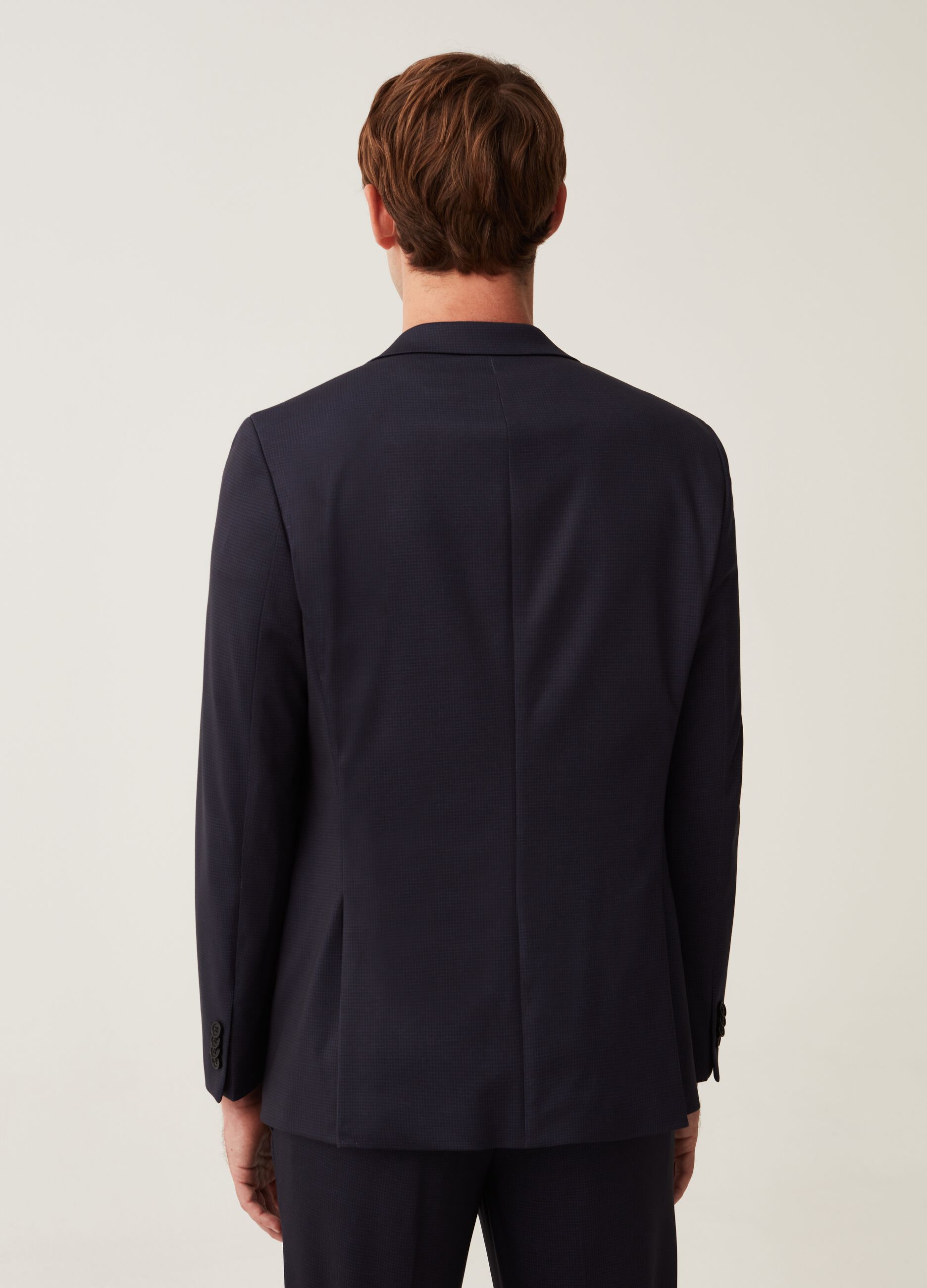 Blazer easy fit in maglia fantasia micro quadri_2