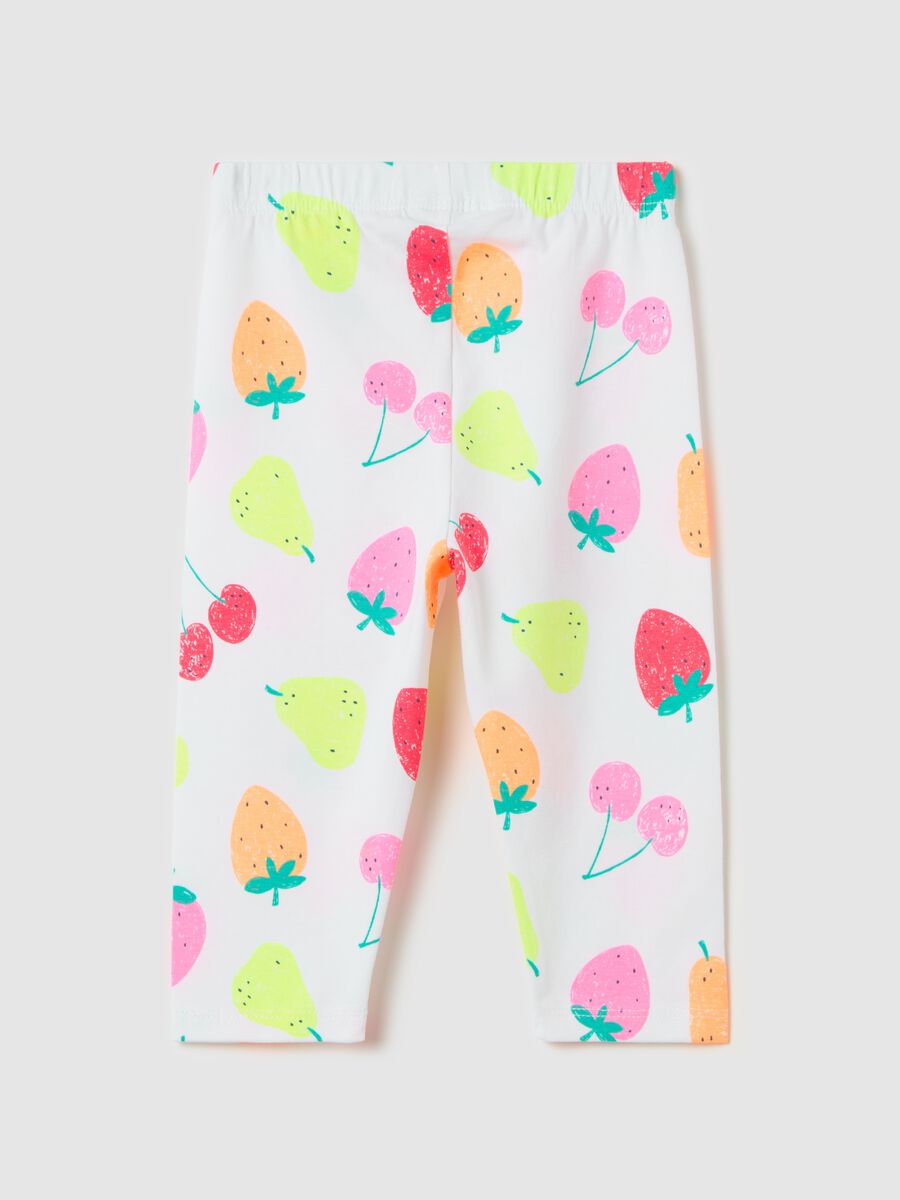 Three-quarter leggings in stretch cotton with print_1