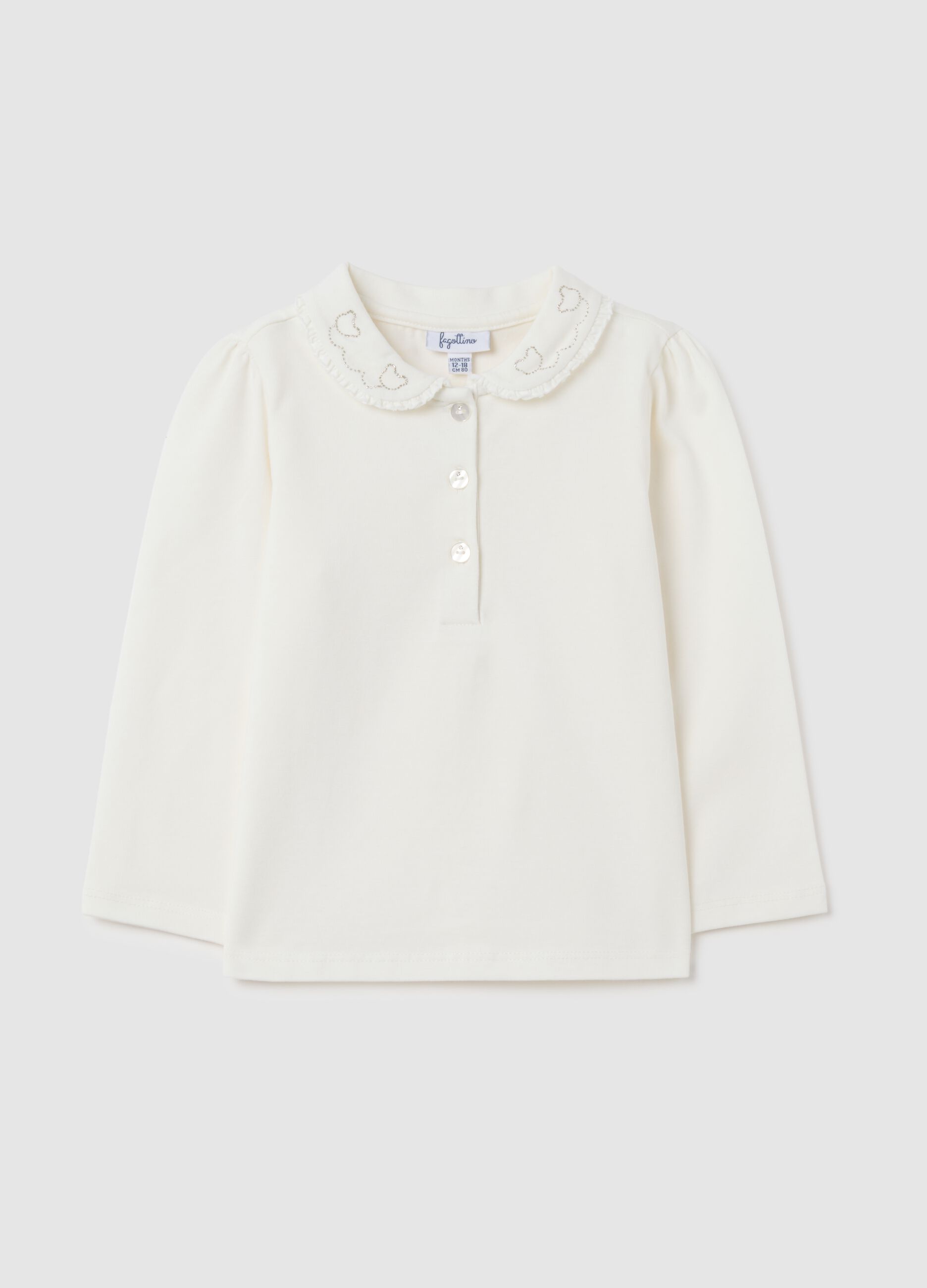 Girl's white stretch cotton shirt regular fit