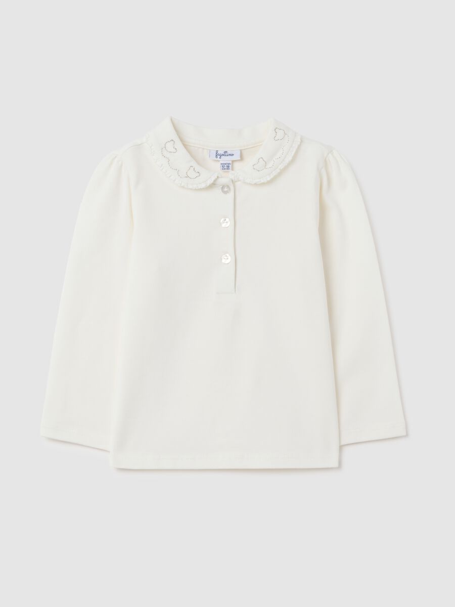 Maglia da bambina in cotone elasticizzato bianca regular fit_0