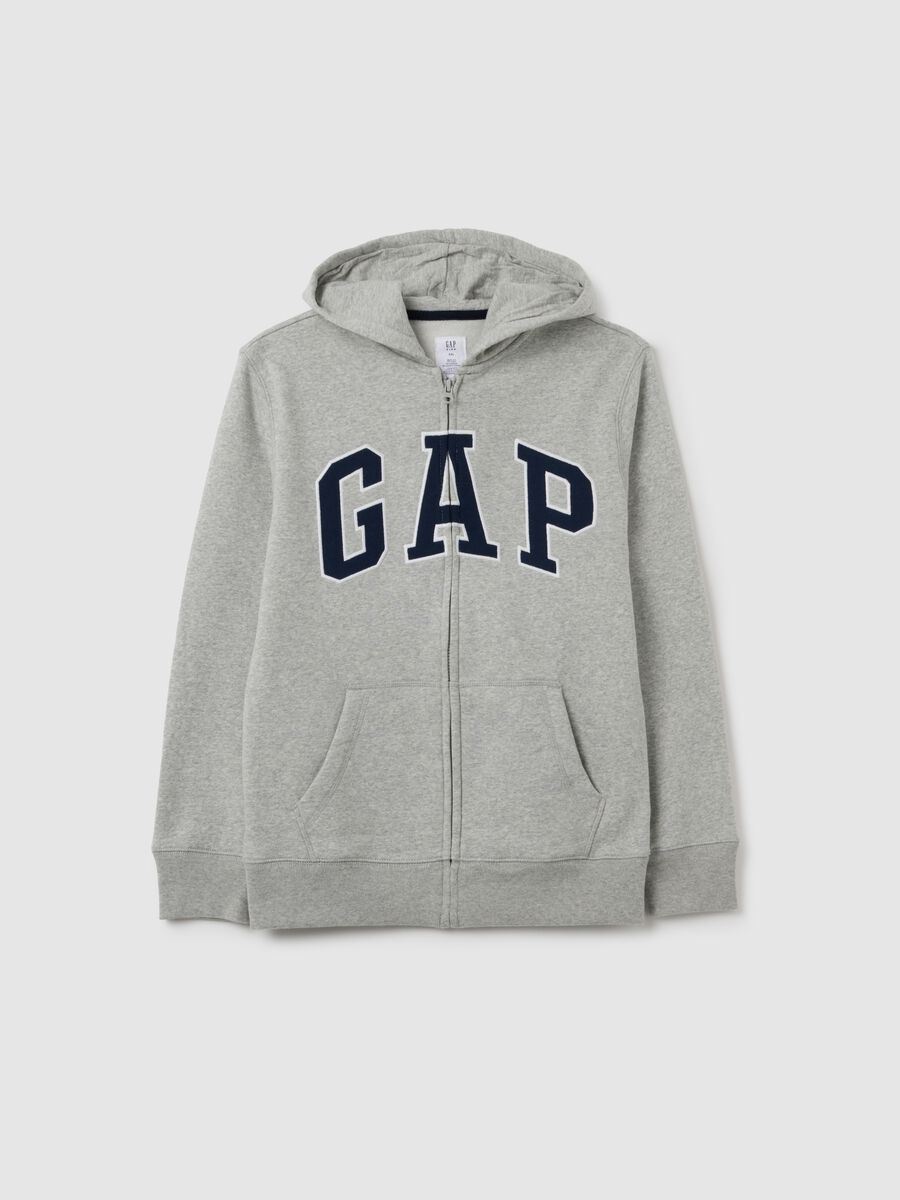 Full-zip fleece sweatshirt with logo embroidery_0