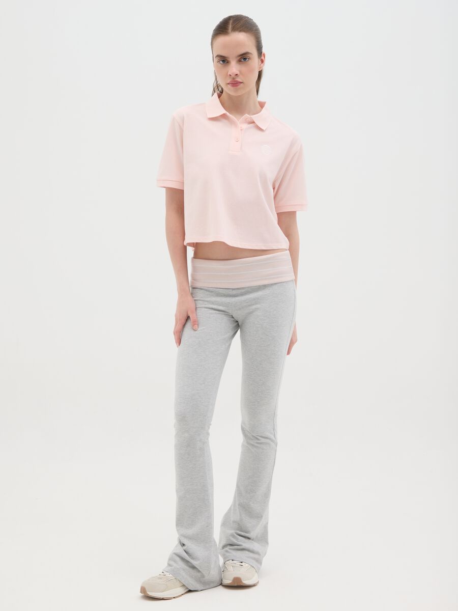 Women's pink regular fit pure cotton polo with classic collar and embroidered logo_2
