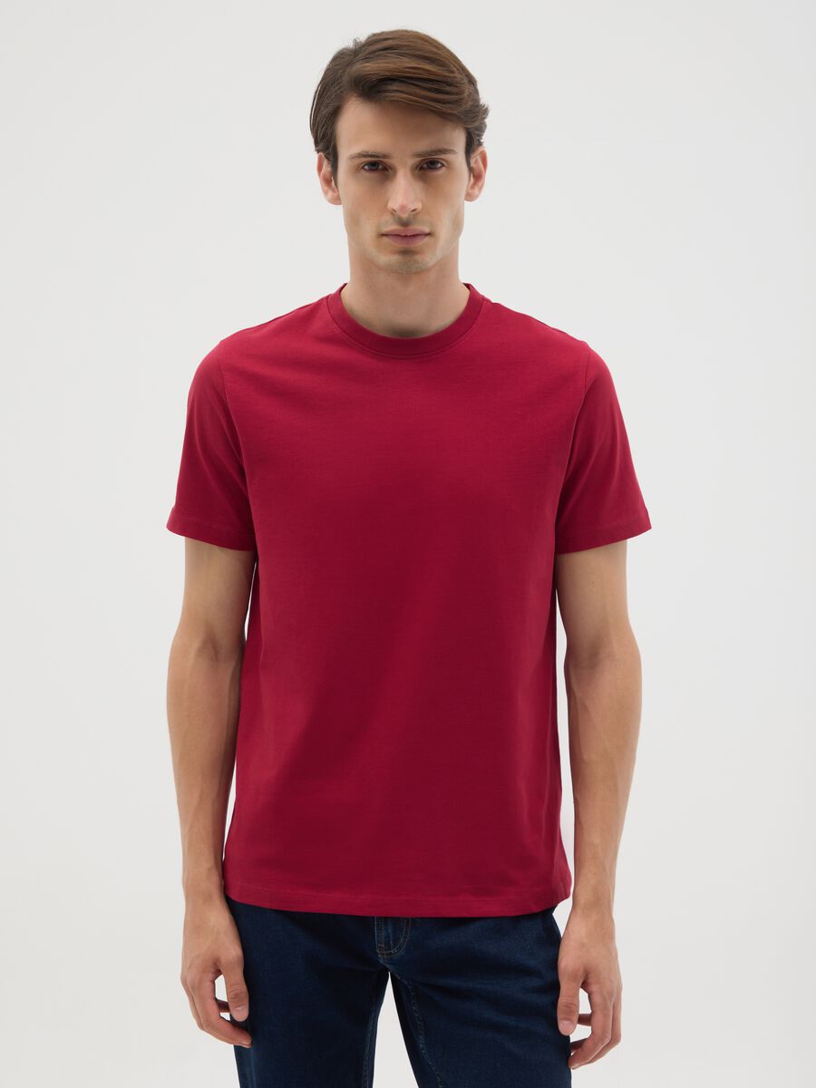 Men's red pure cotton t-shirt_0