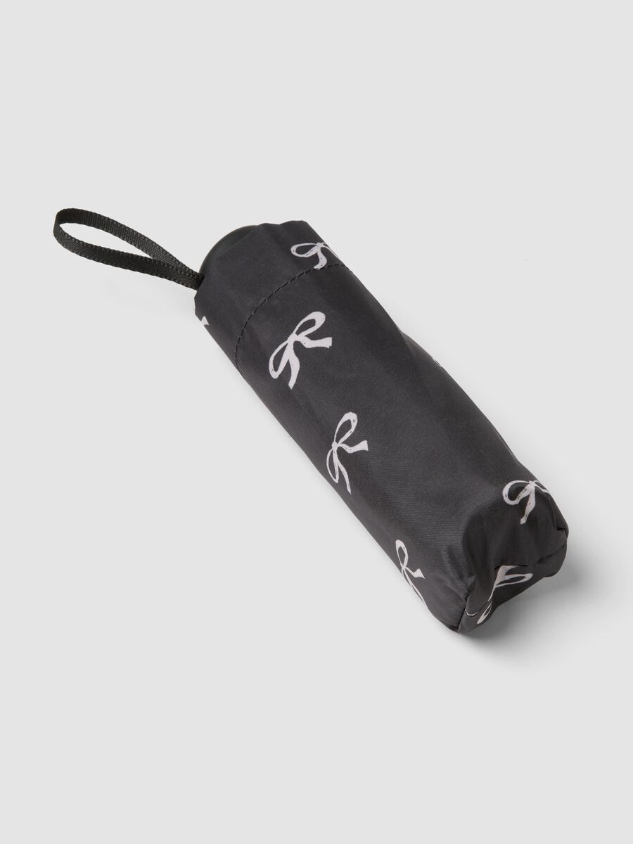 Black folding umbrella with bow print_1