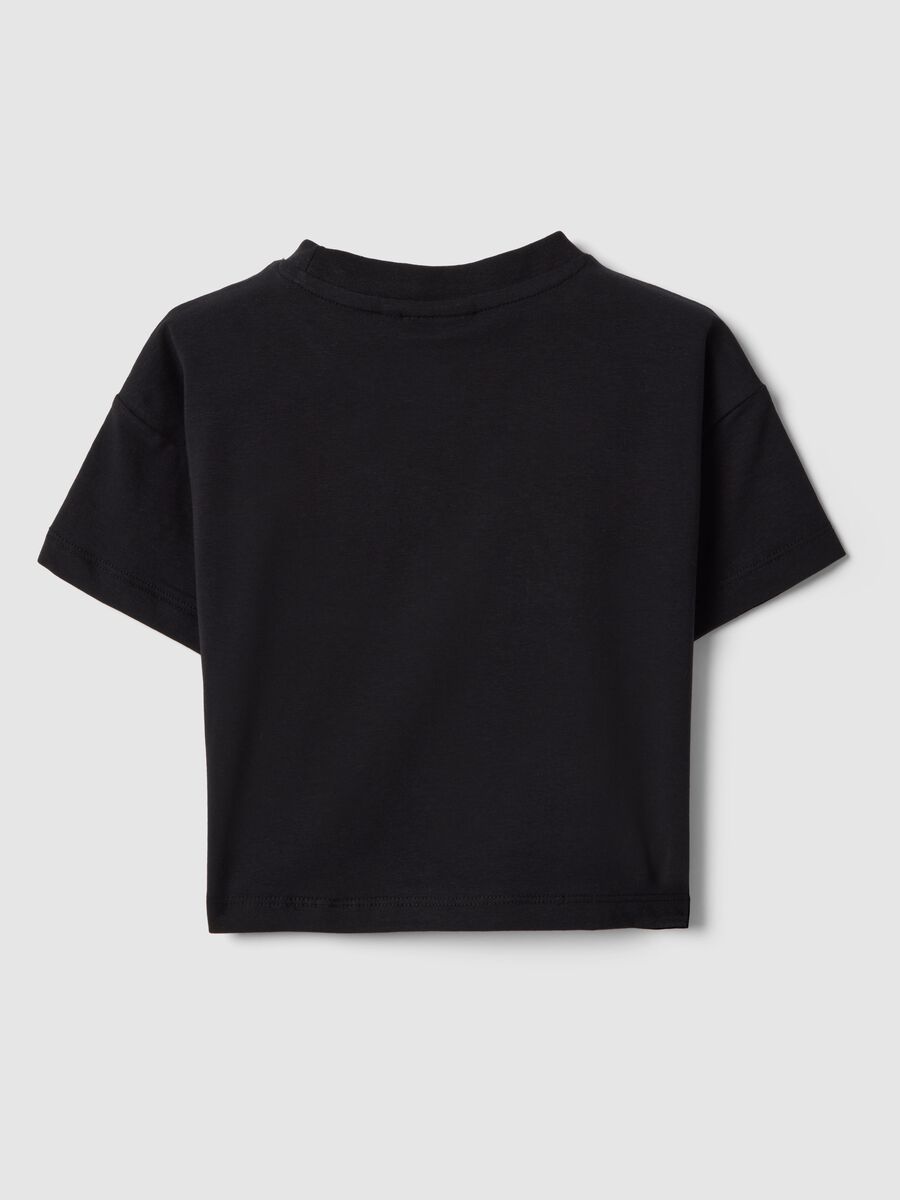 Girls' Black Stretch Cotton Boxy Fit T-shirt NY Knicks_1