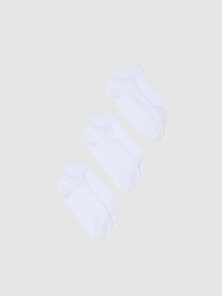 3-pack short white socks in stretch cotton blend_0