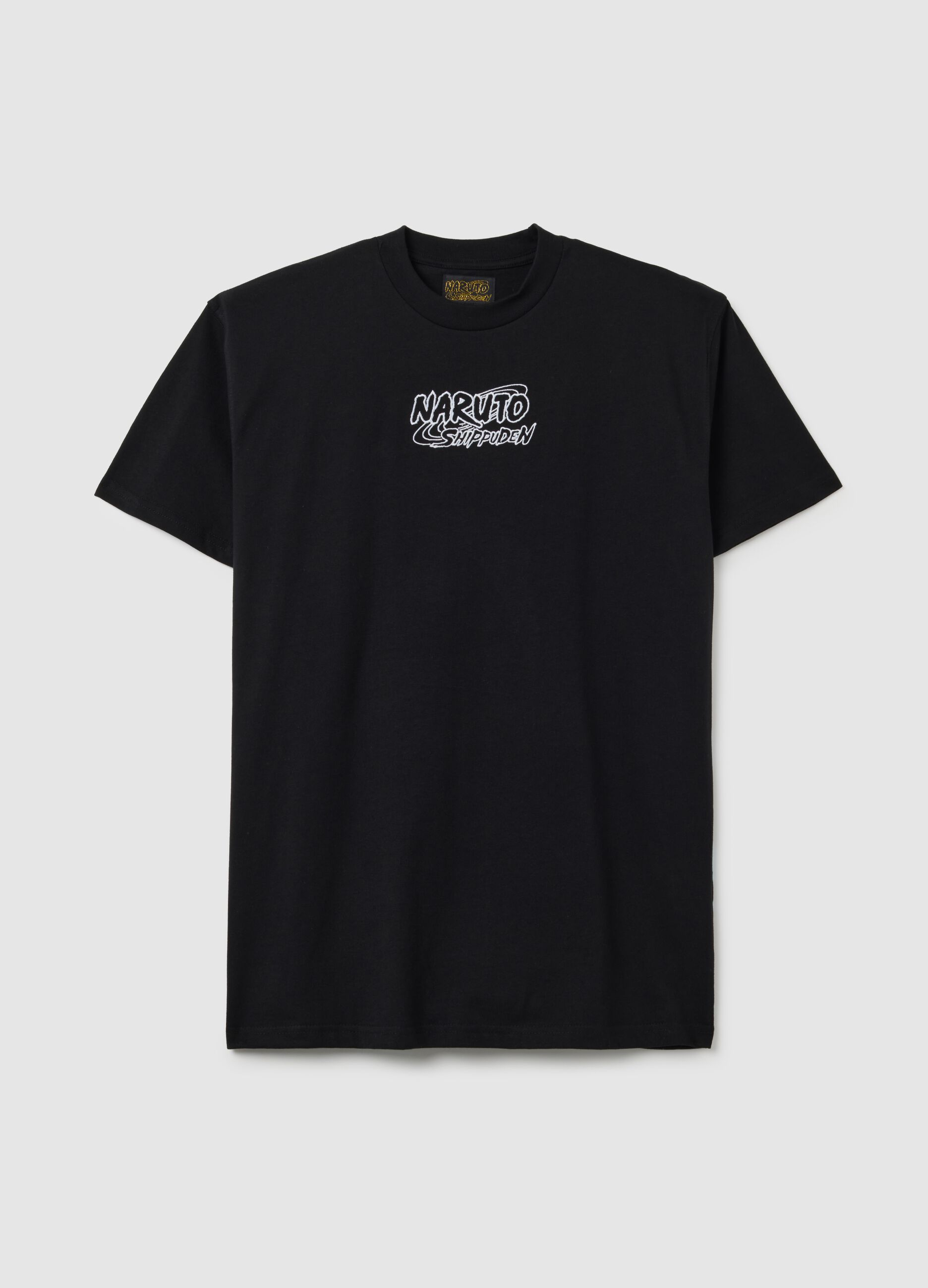 Men's pure cotton black T-shirt with Naruto print