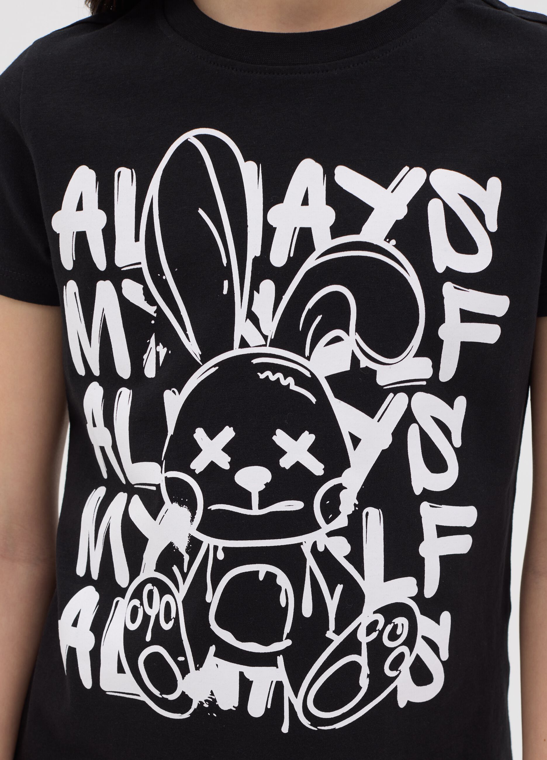 Cotton T-shirt with "Always myself" print