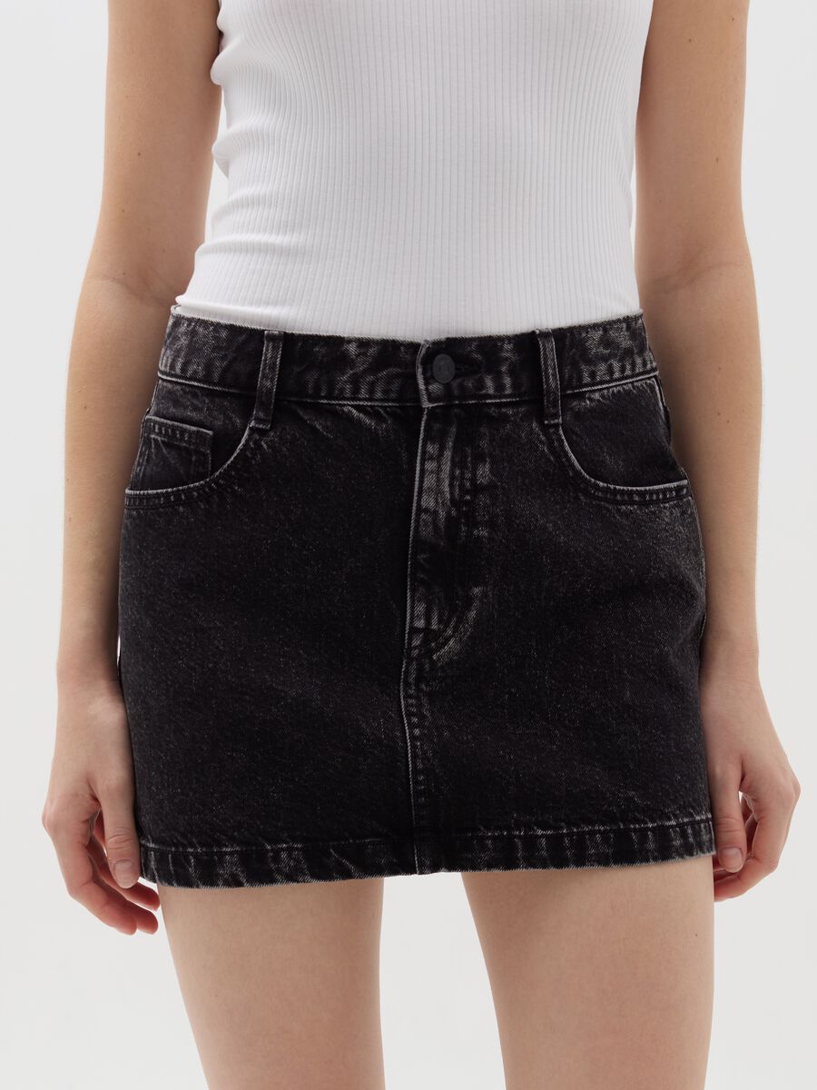 Denim miniskirt with five pockets_1