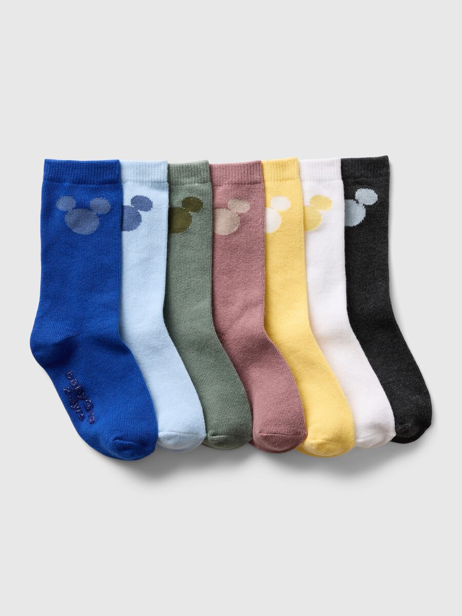 Seven-pair pack short socks with Mickey Mouse design_0