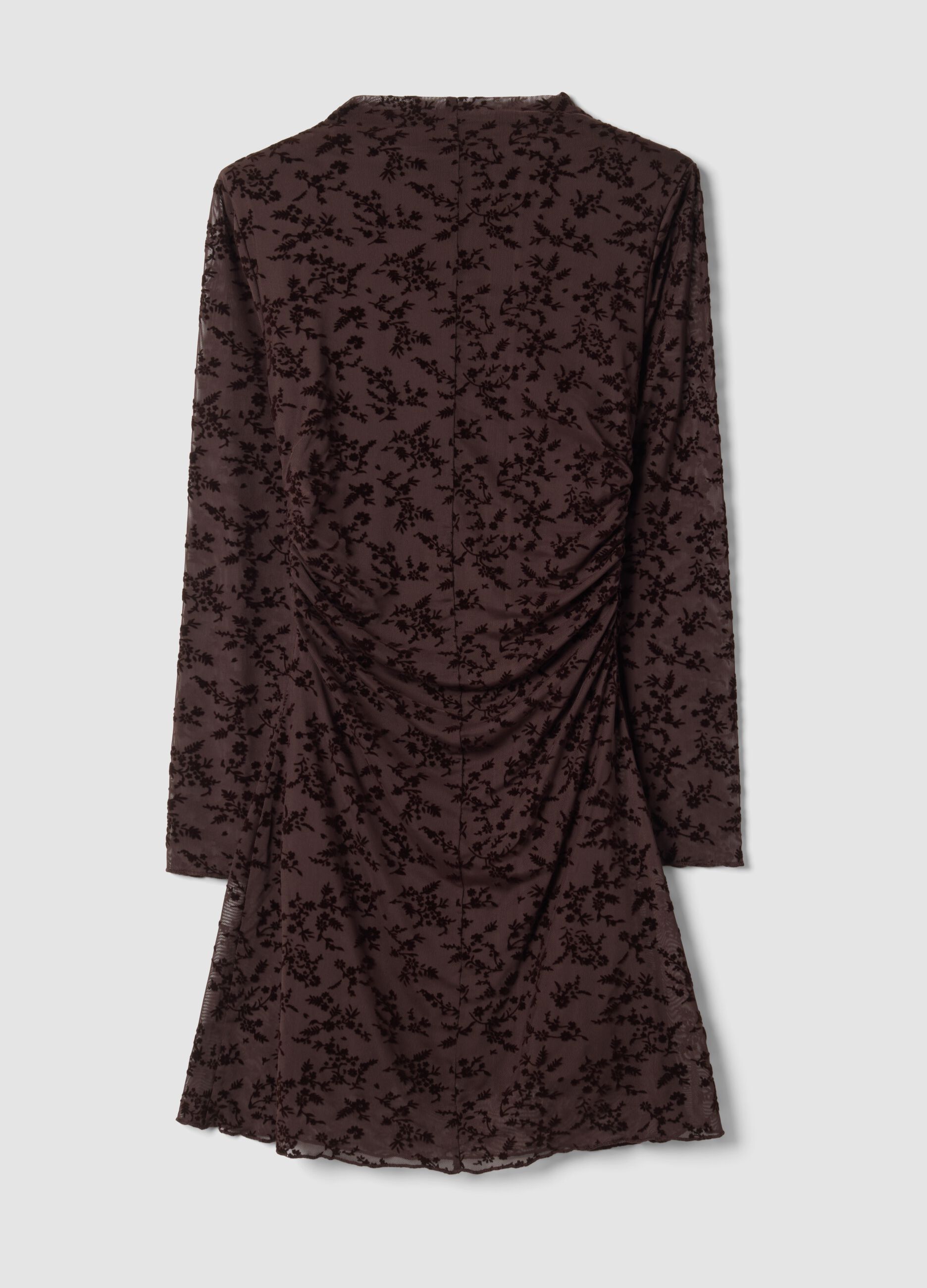 Brown stretch dress with high neck