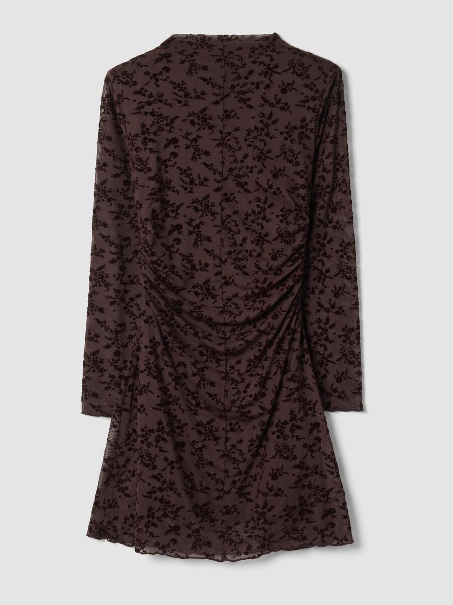 Brown stretch dress with high neck_2