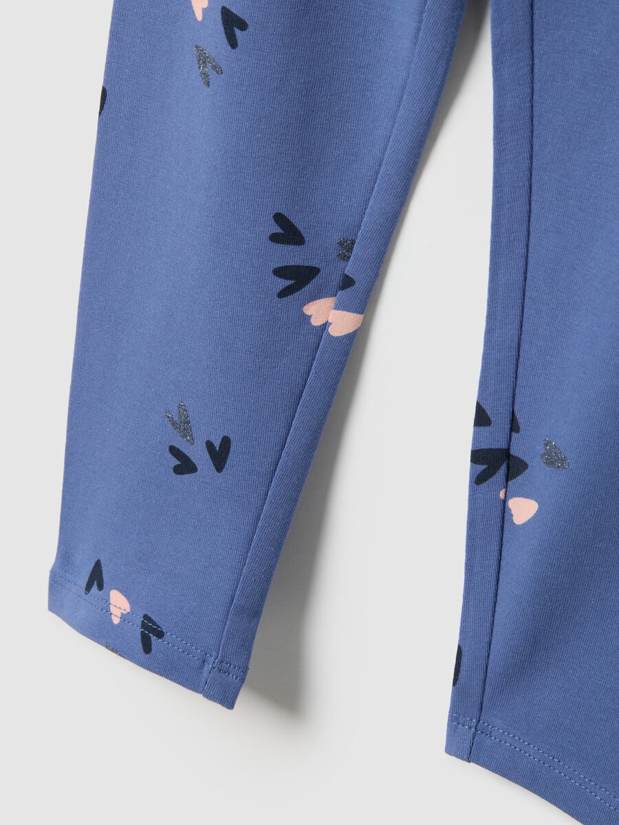 Slim fit blue stretchy cotton leggings for girls_3