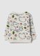 Felpa beige in puro cotone con girocollo e stampa animali over fit_1