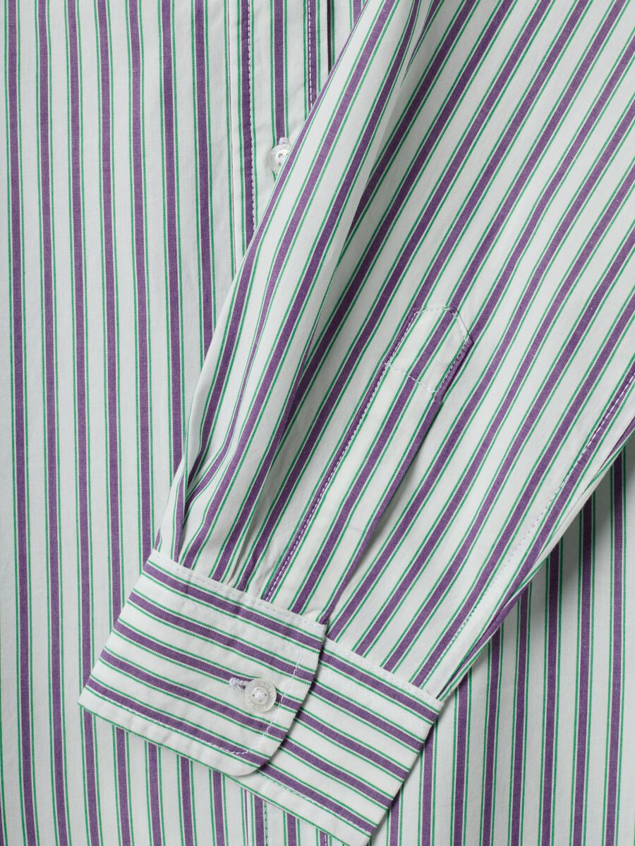 White cotton poplin shirt with purple stripes, regular fit_2