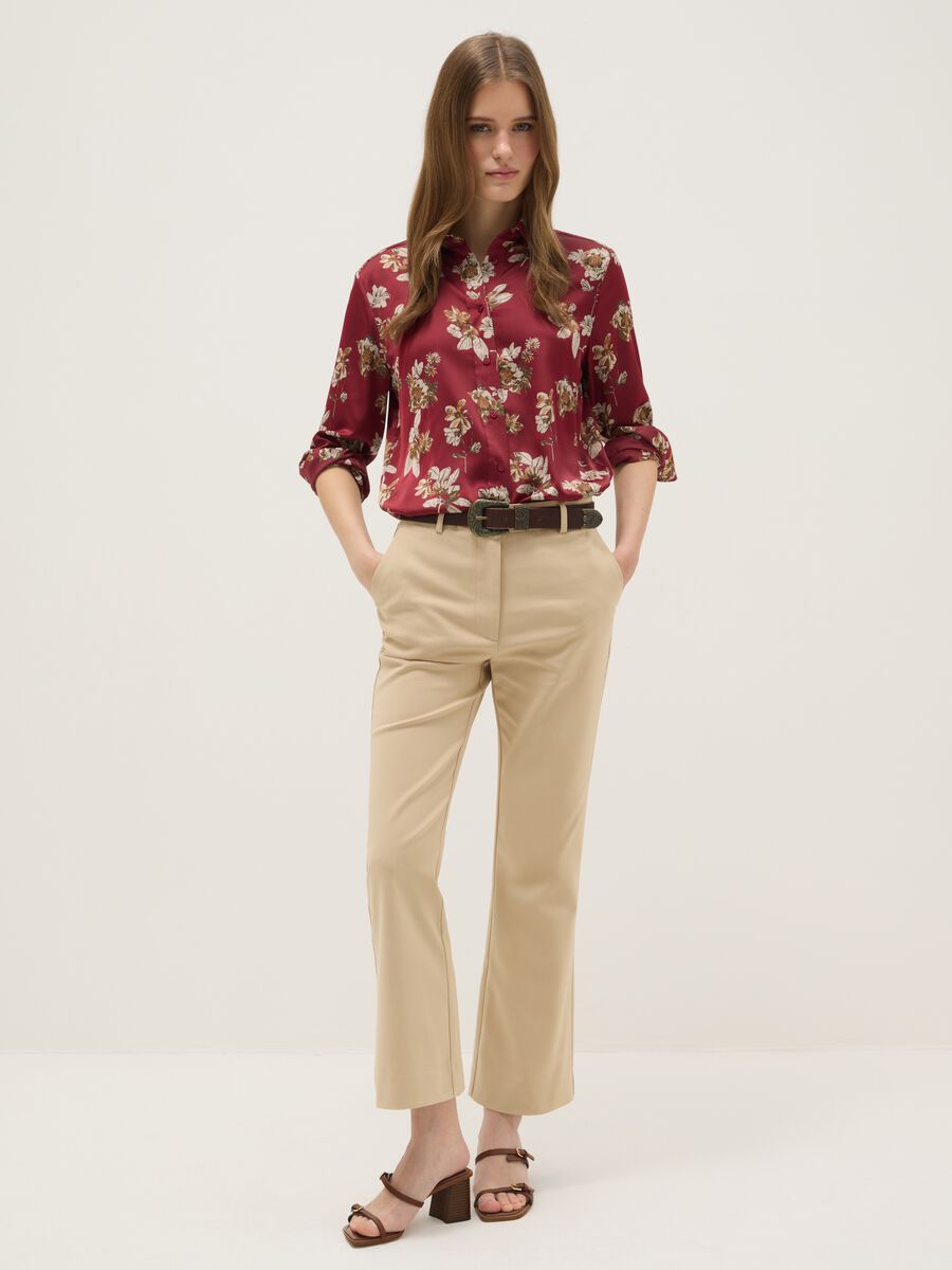 Long-sleeved multicolour regular fit satin shirt with floral design_1