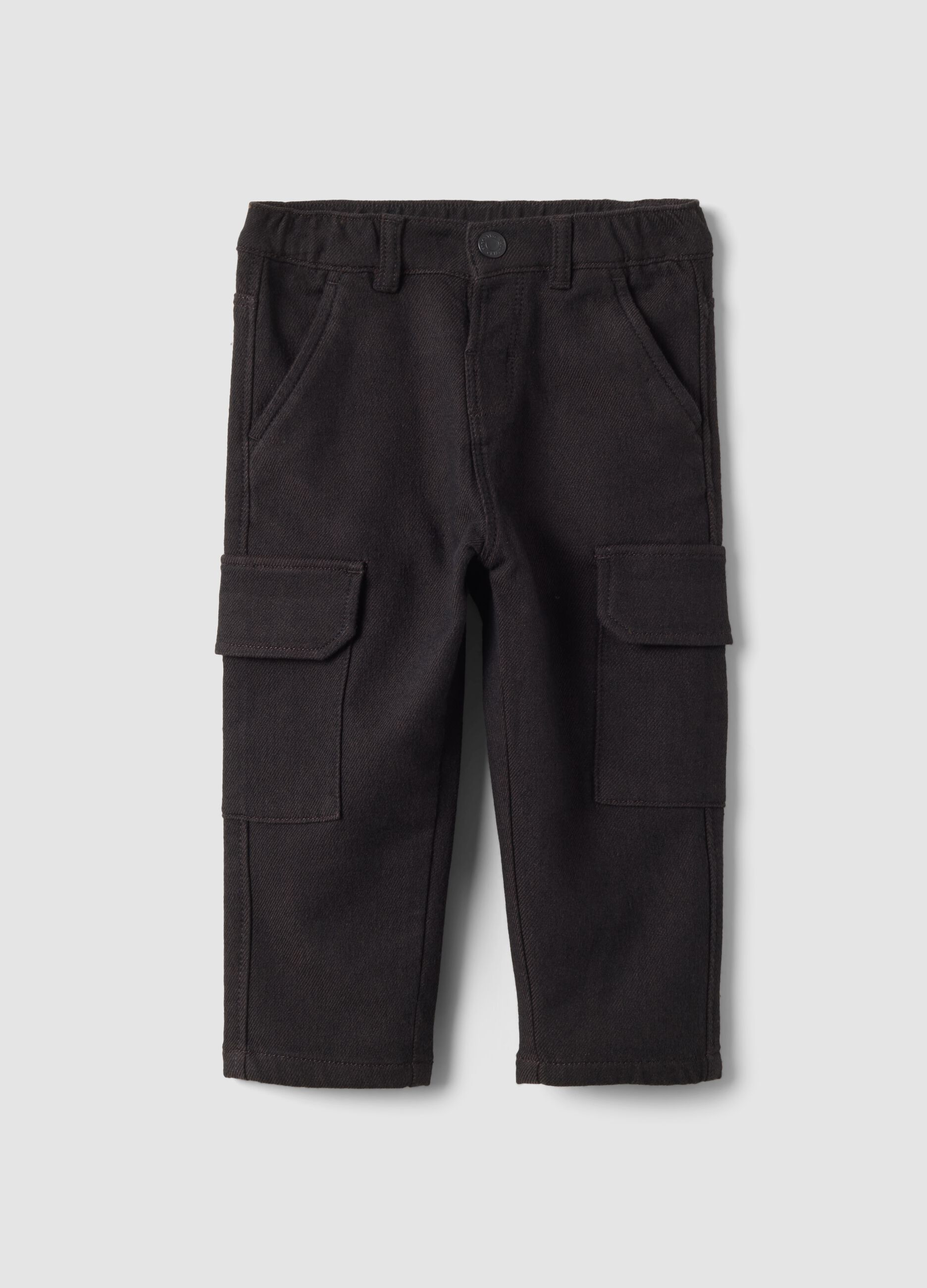 Brown comfort-fit stretch cotton cargo trousers