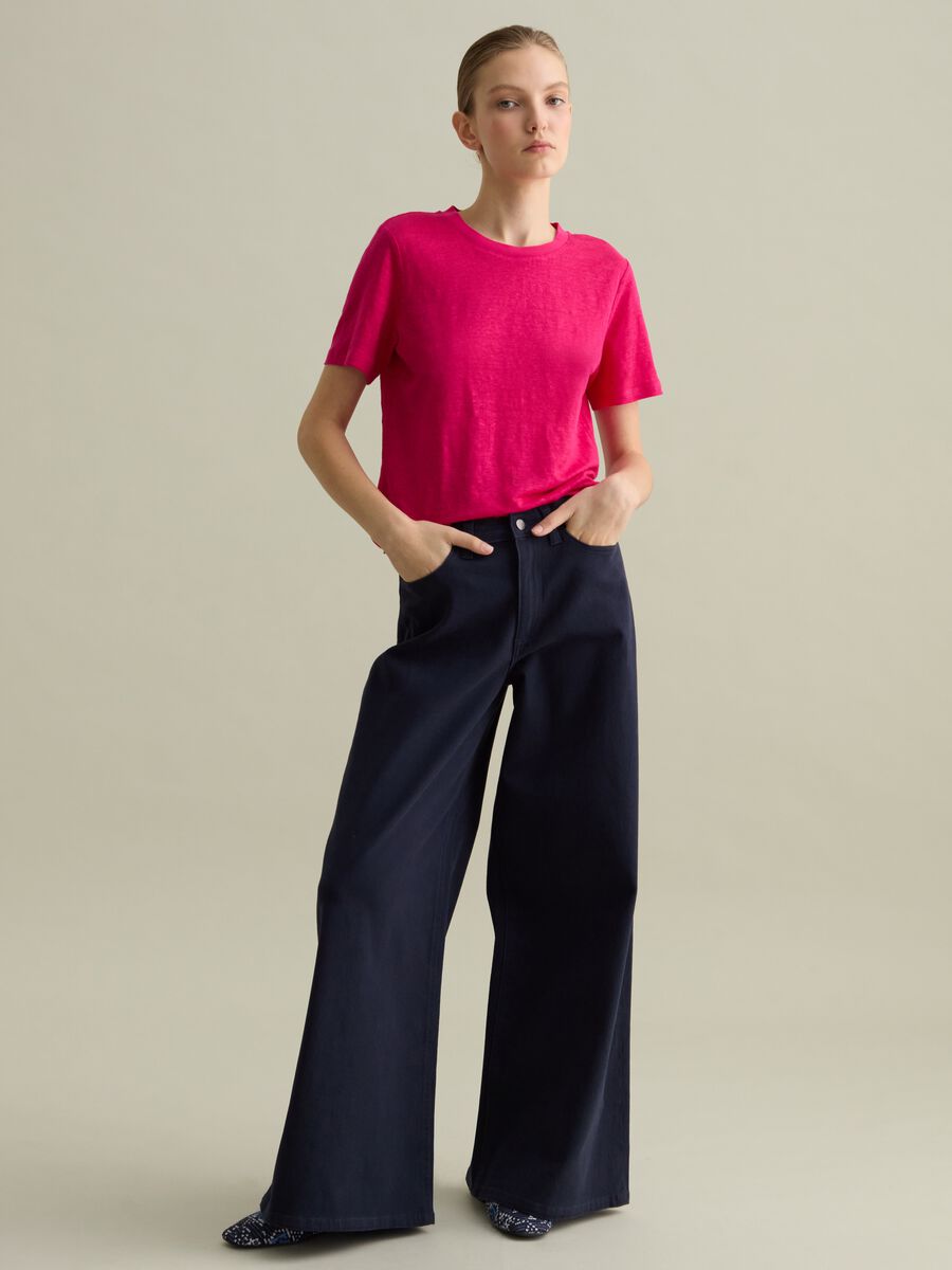 Linen T-shirt with round neck_1