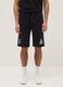 Black cotton blend regular fit sports shorts with Lakers logo_1