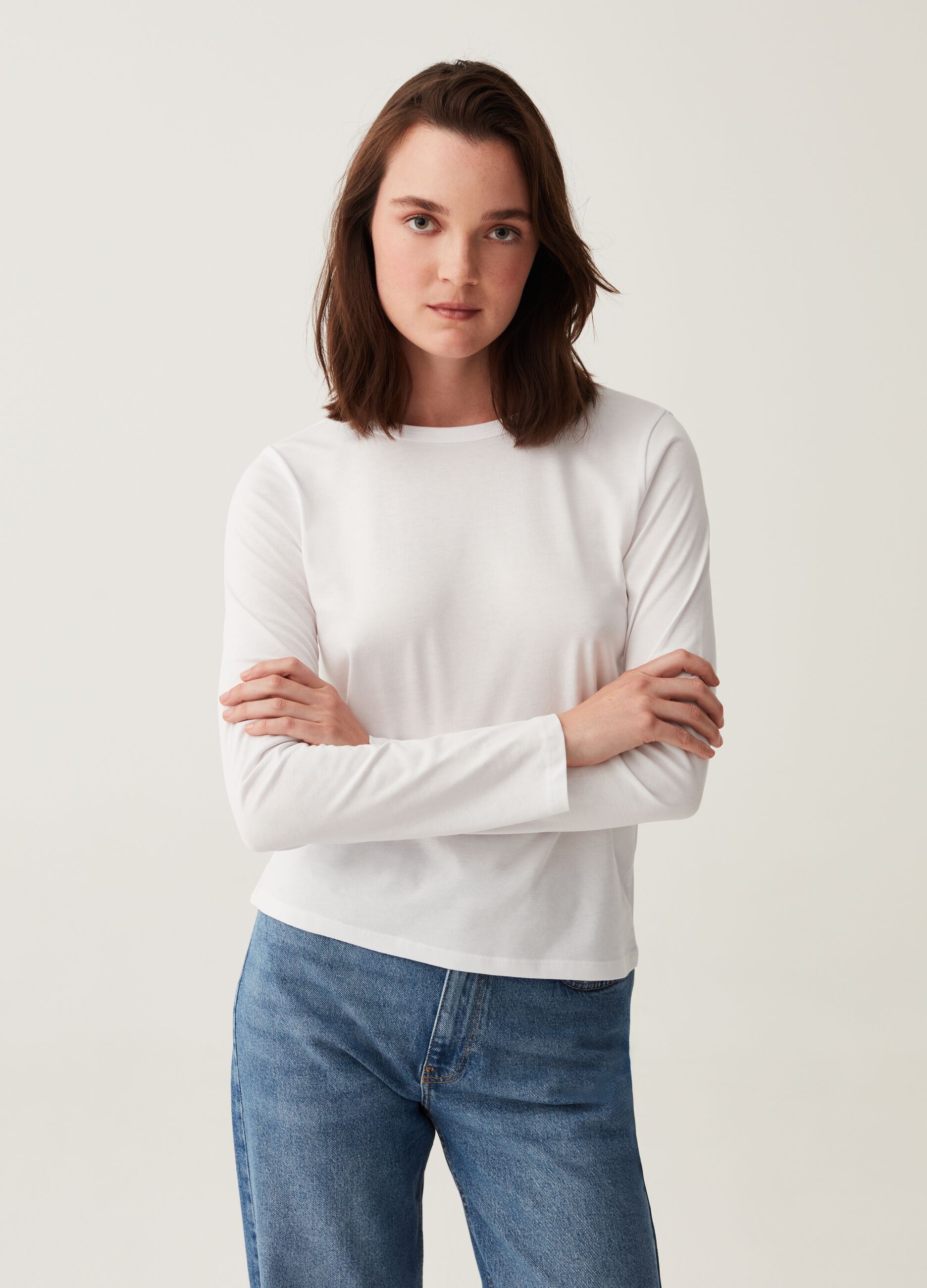 T-shirt a maniche lunghe in cotone