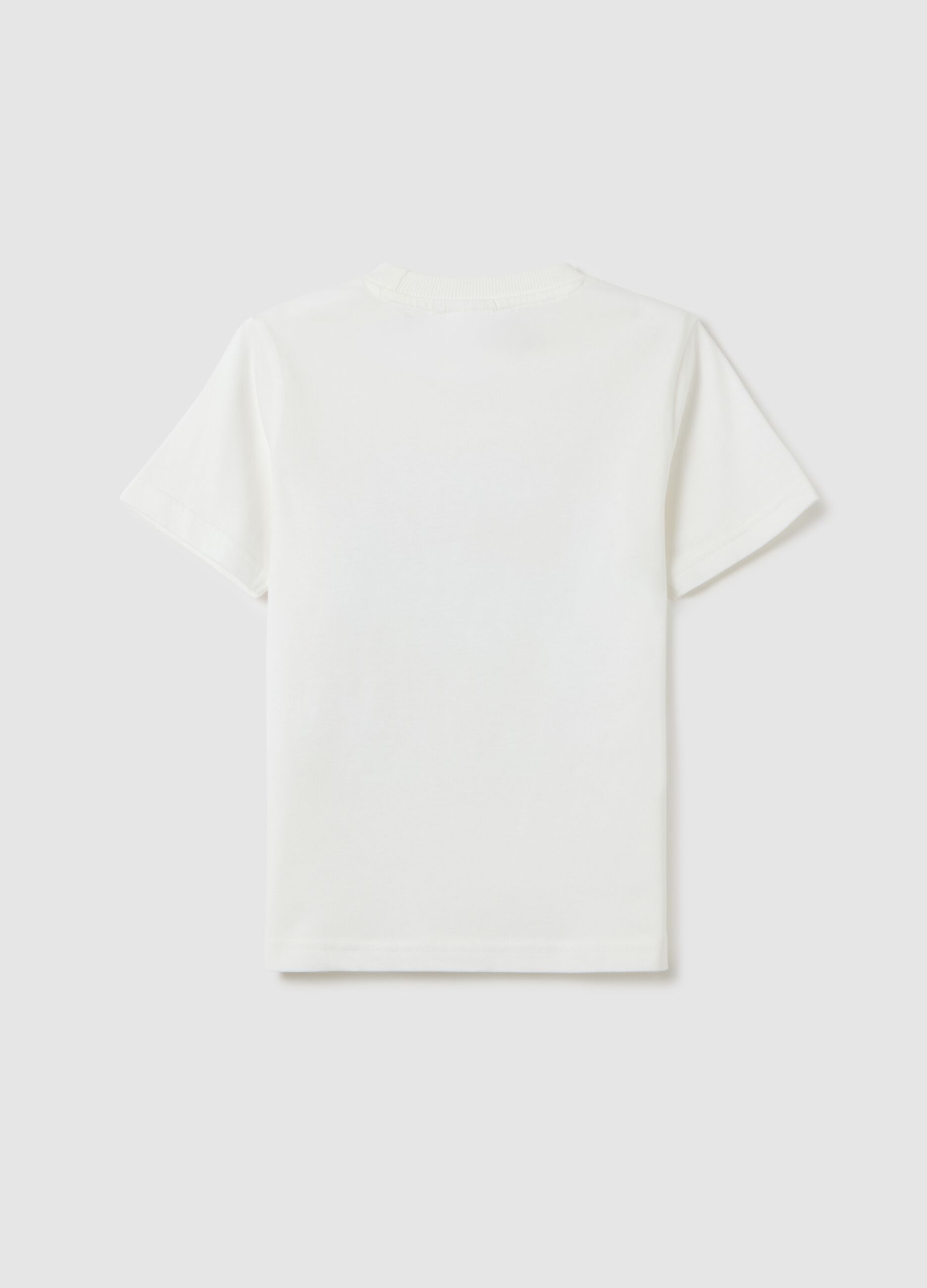 White regular fit pure cotton children's t-shirt with print