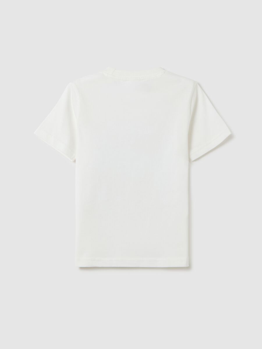 White regular fit pure cotton children's t-shirt with print_1