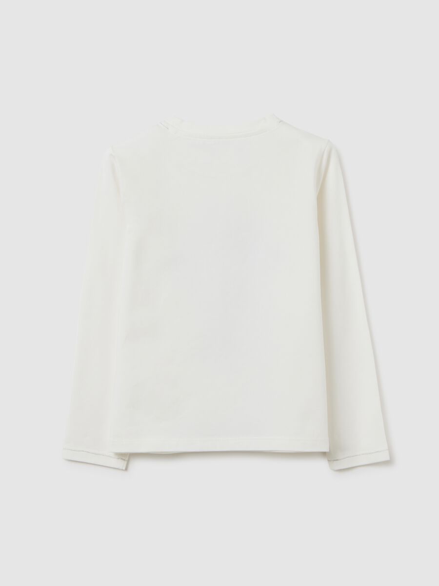T-shirt da bambina in cotone elasticizzato bianca regular fit_1