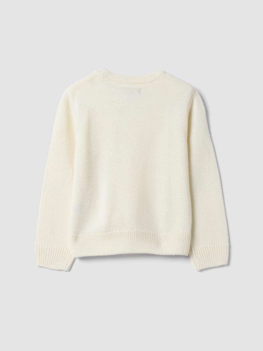 Maglione bianco girocollo con cuori in rilievo regular fit per bambina_1