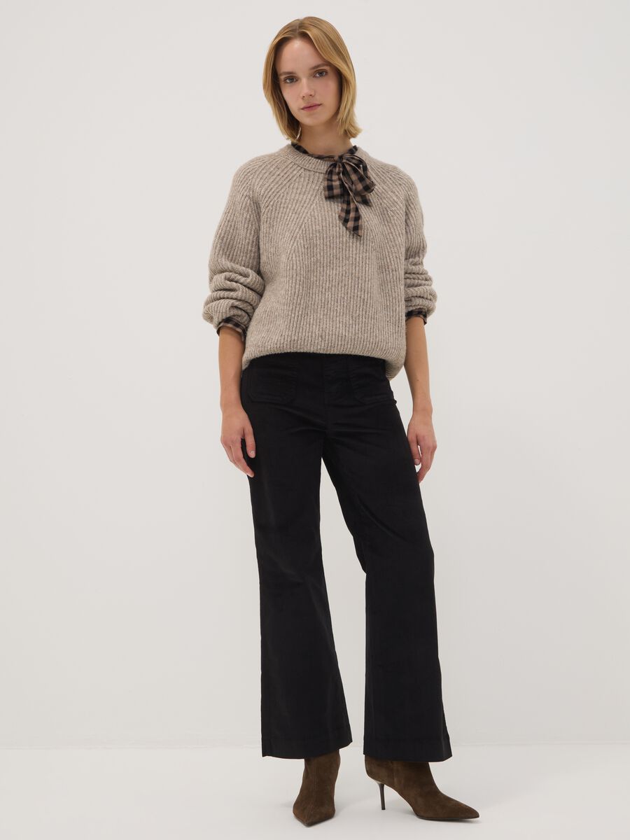 Beige ribbed wool-blend crew-neck jumper_2