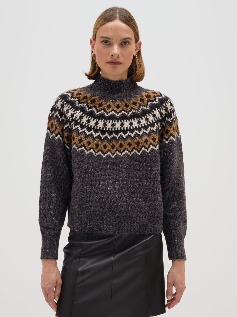 Multicolour Regular Fit Jacquard Pattern Pullover_0