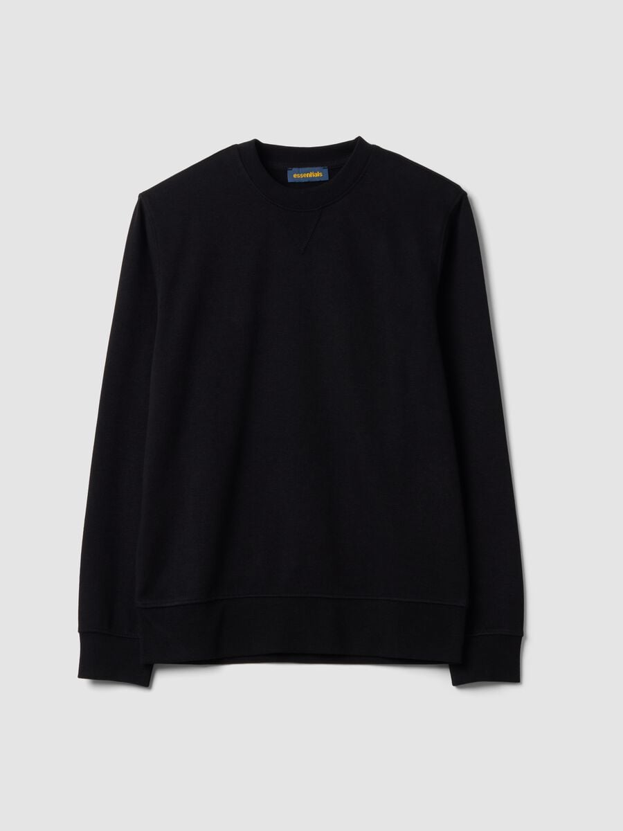 Felpa nera girocollo in misto cotone regular fit_4