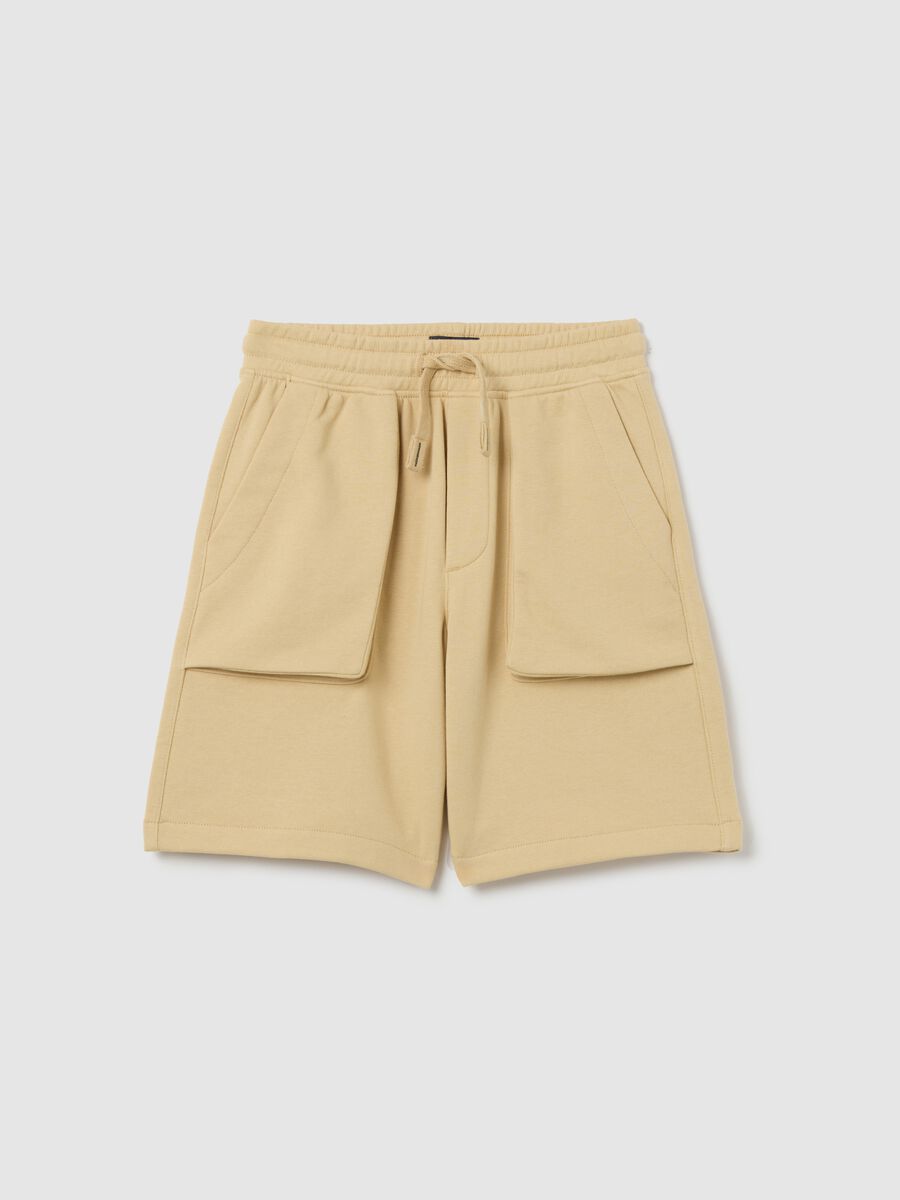 Beige cargo shorts in French terry_0