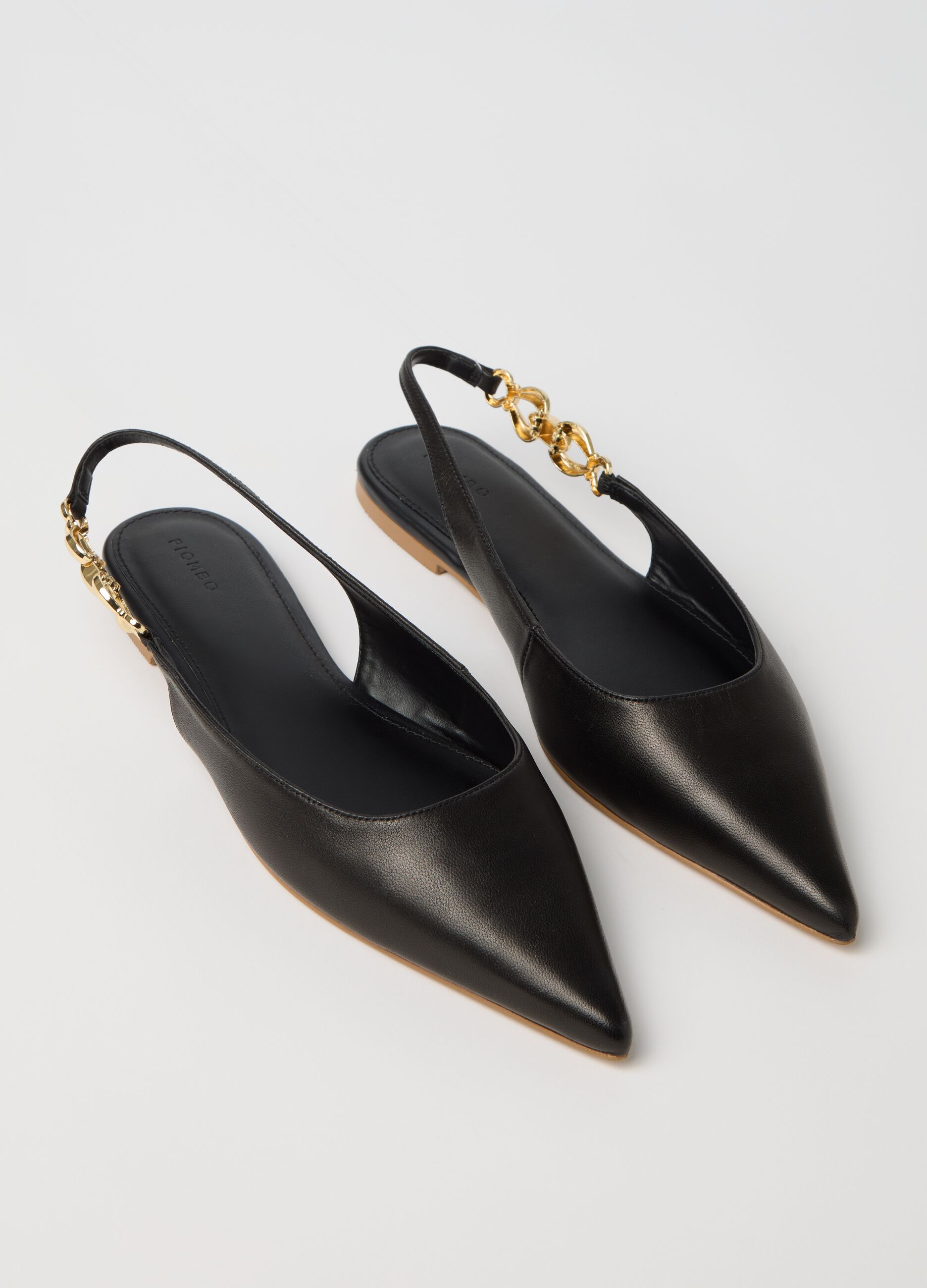 Nappa leather slingbacks with detail