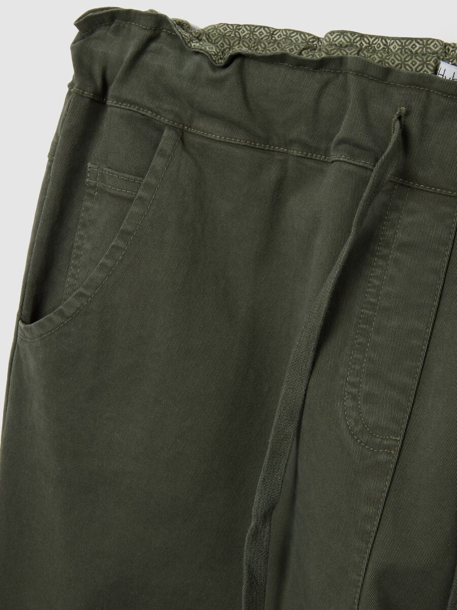 Green stretch cotton trousers regular fit_5