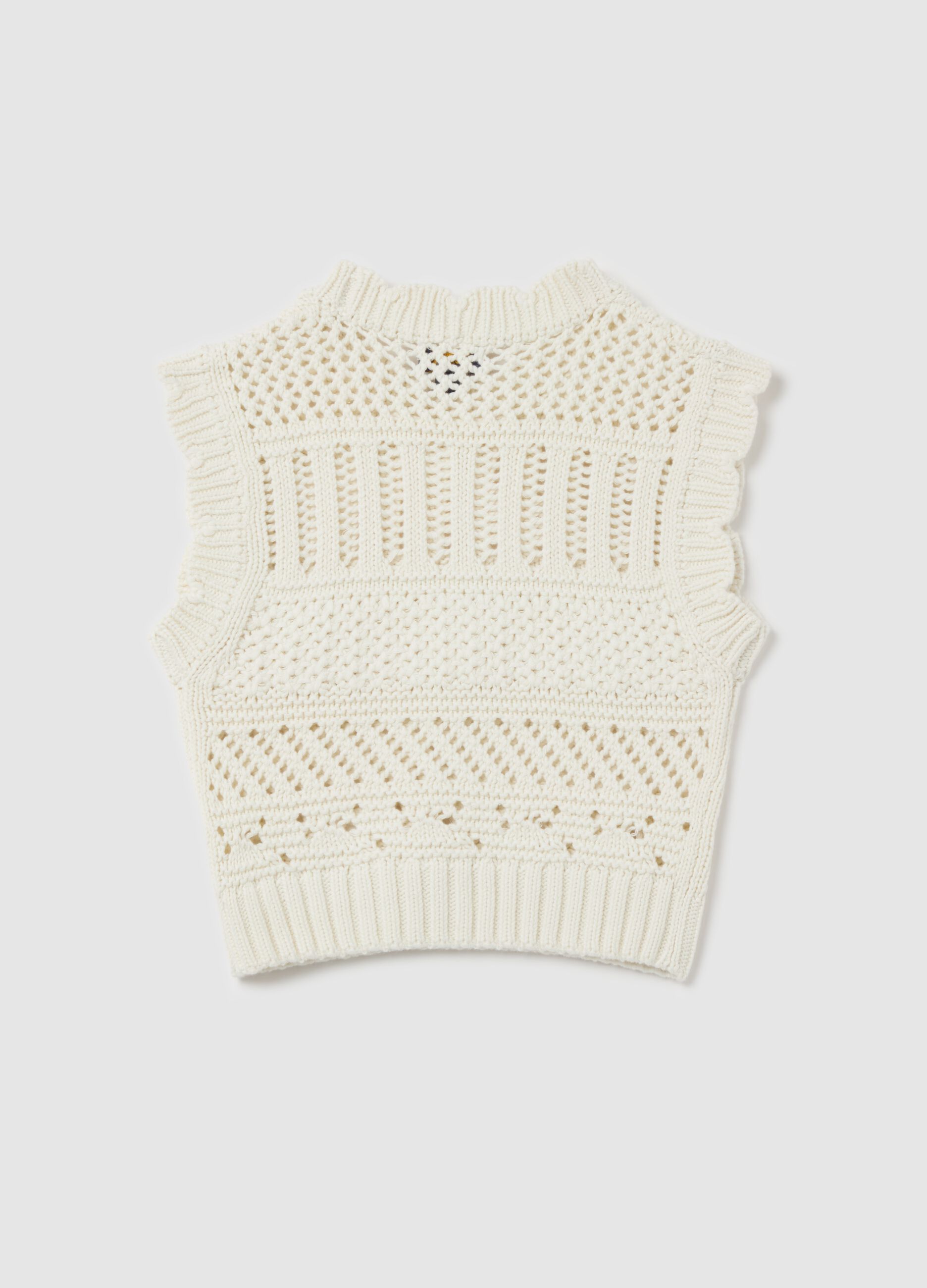 Gilet in cotone con lavorazione traforata