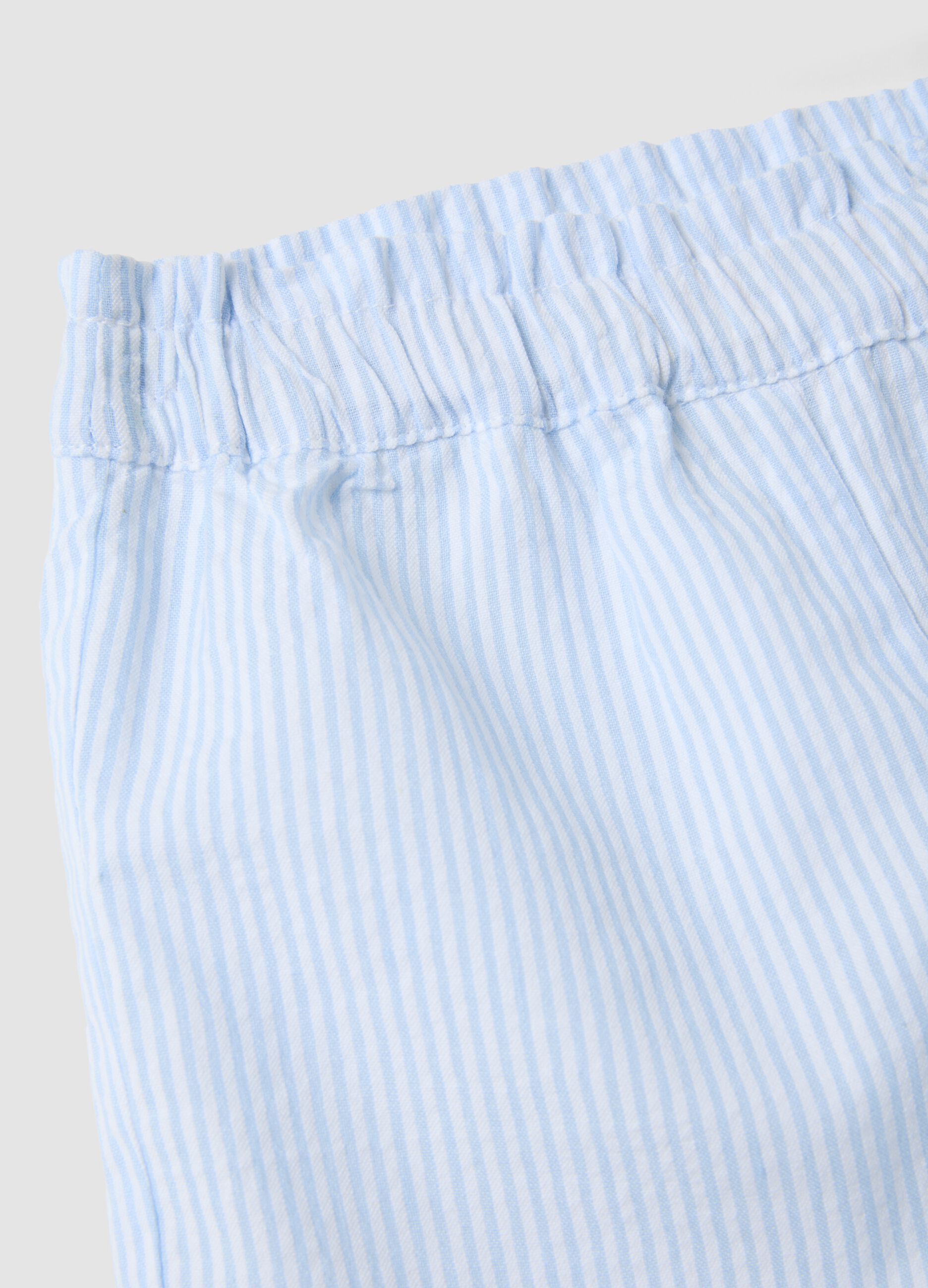 Blue striped pure cotton shorts