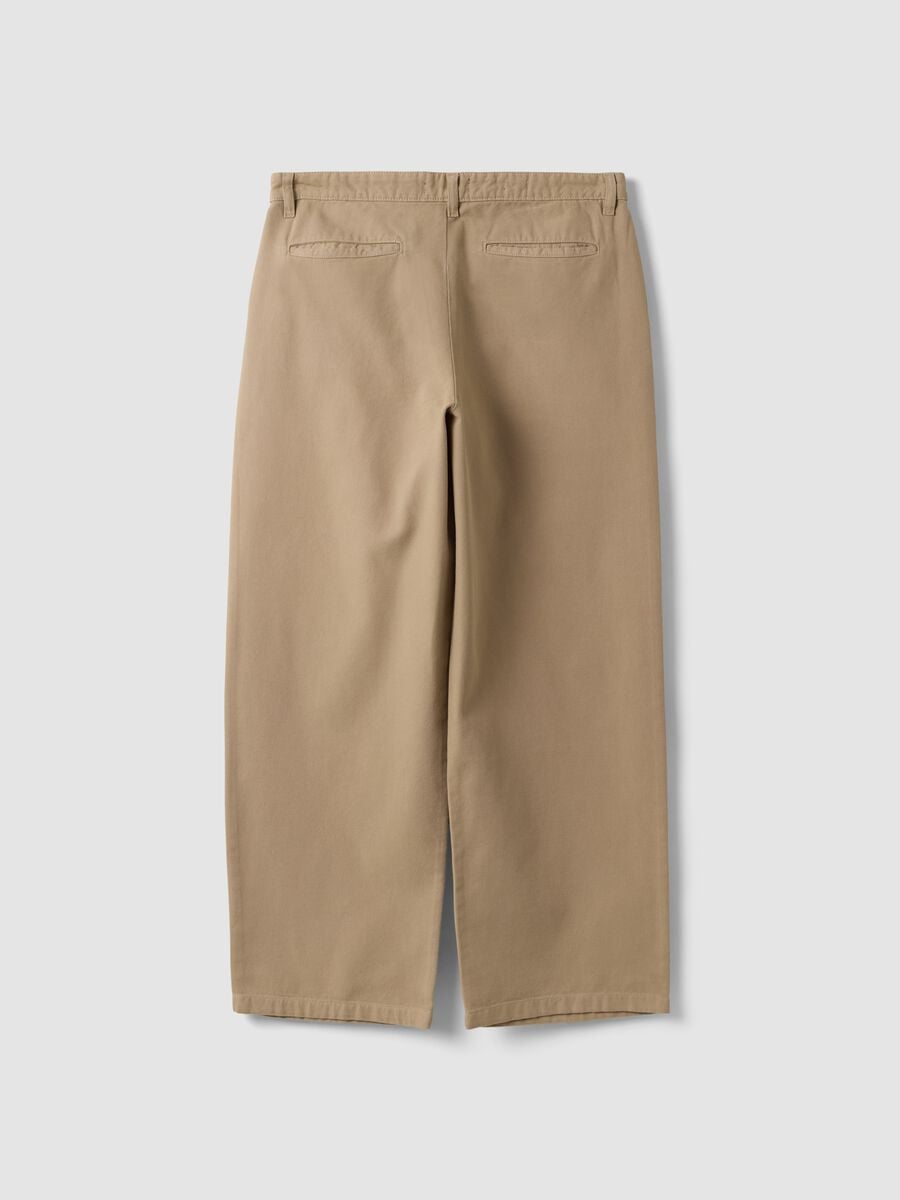 Pantaloni chino beige in puro cotone barrel fit_6