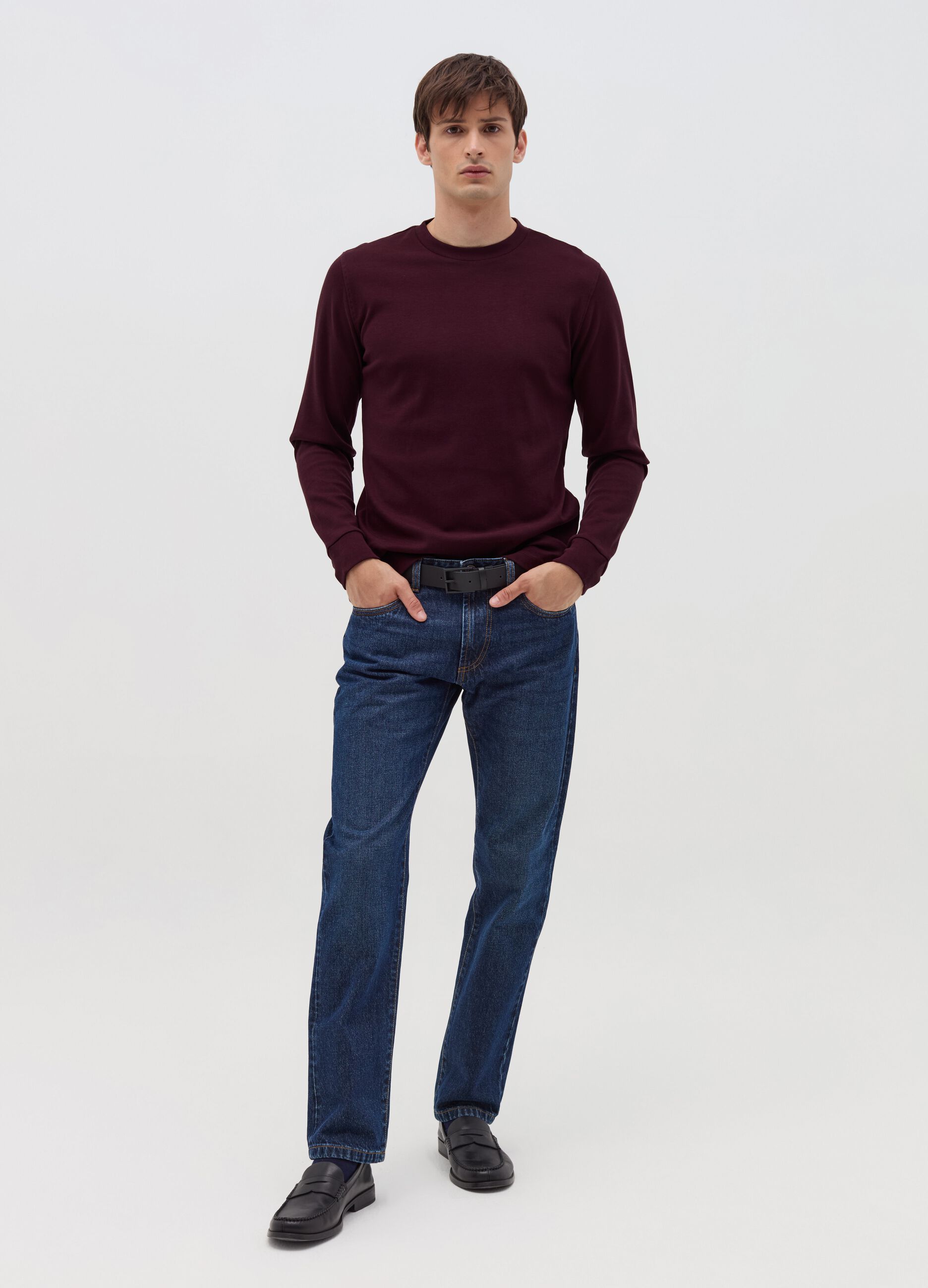 Long-sleeved T-shirt in interlock cotton