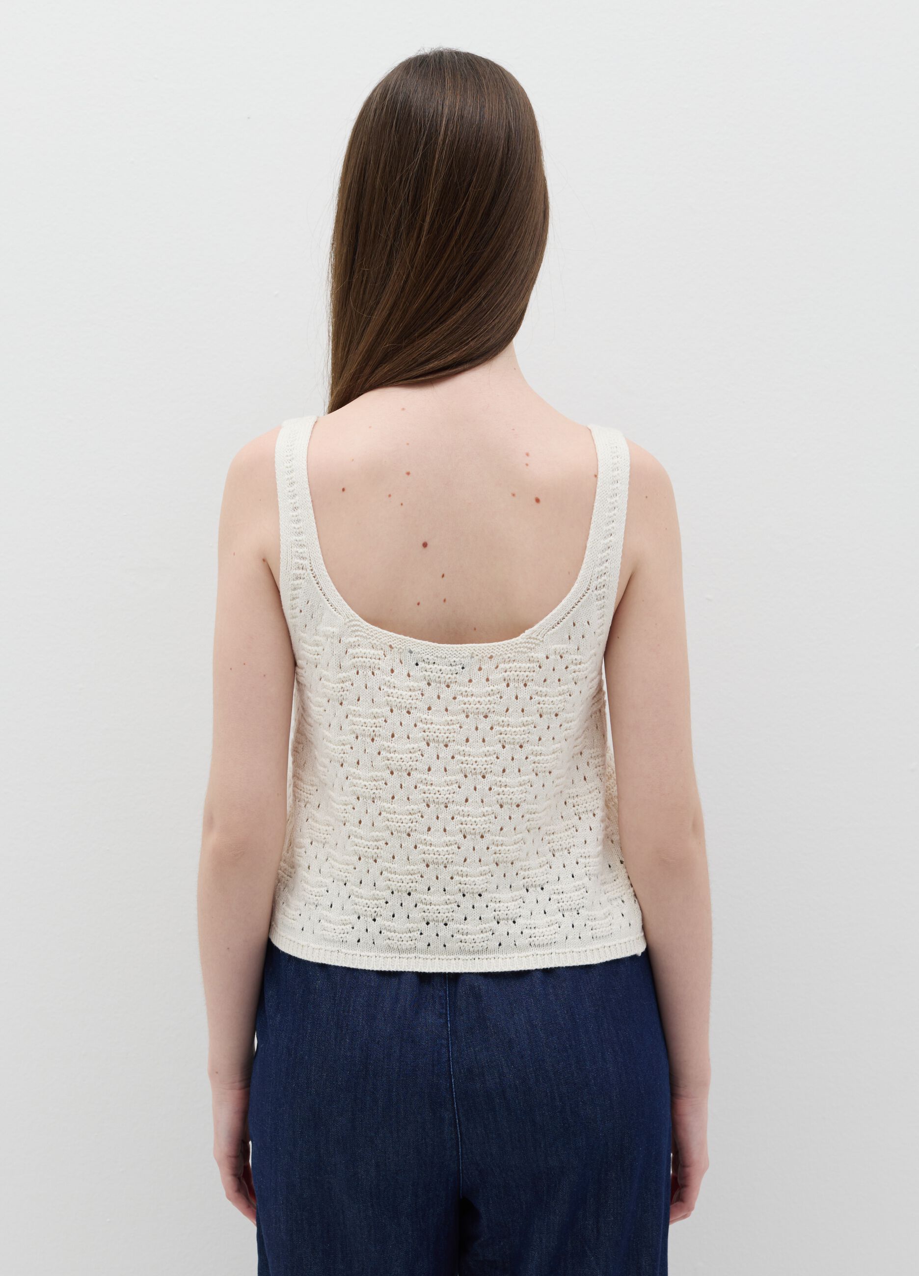 White cropped tank top with laces