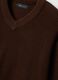 Brown pure cotton jumper with deep V-neck, regular fit_1